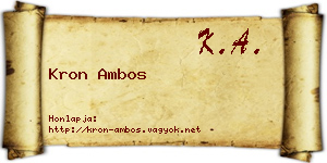 Kron Ambos névjegykártya